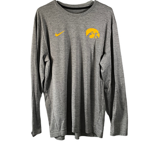 Nike Heather Gray Long Sleeve Tee with Yellow Accents